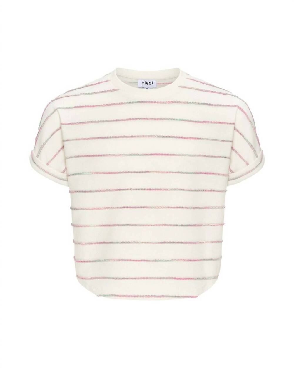 NEW PLEAT girl's fran top in pink stripe